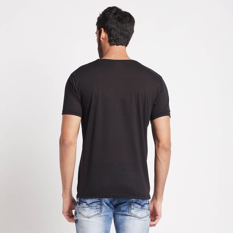 राउंड नेक टी-शर्ट, काला, large image number null