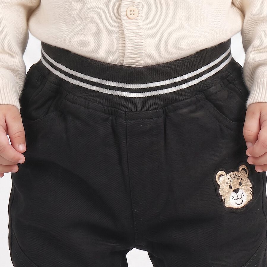 Infants' Black Regular Fit Jogger Trousers, काला, large