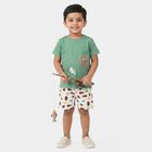 Boys' Green 100% Cotton Round Neck Solid Baba Suit, Light Green, small