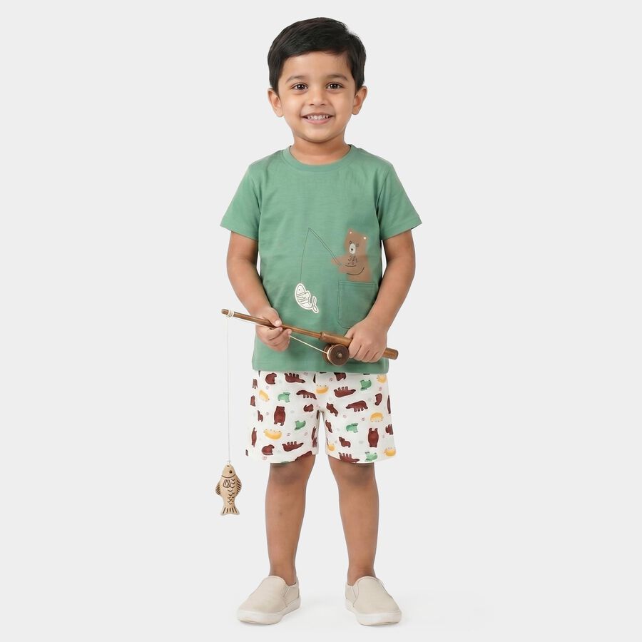 Boys' Green 100% Cotton Round Neck Solid Baba Suit, Light Green, large