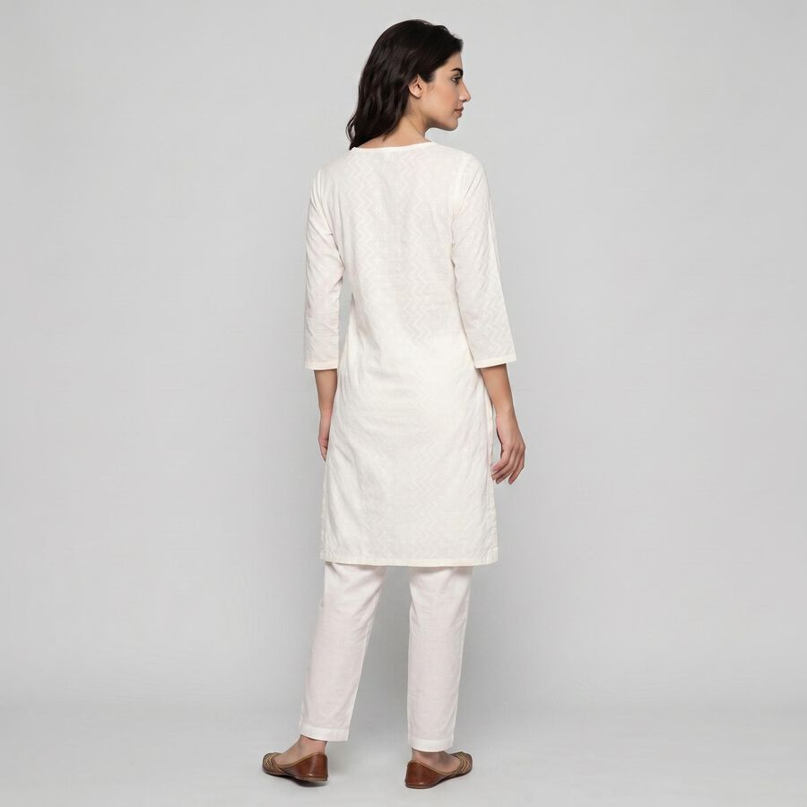 Women's White Straight Kurta, सफ़ेद, large