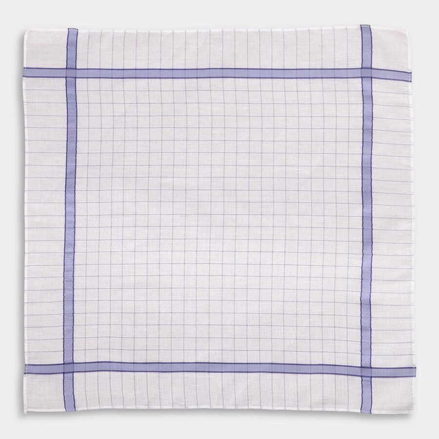 Men's White Cotton Checkered Handkerchief Pack of 3, Light Blue, large image number null