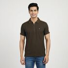 Men's Olive Green Collared Casual T-Shirt, Olive, small