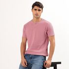 Men's Light Pink Henley Neck Casual T-Shirt, Light Pink, small image number null