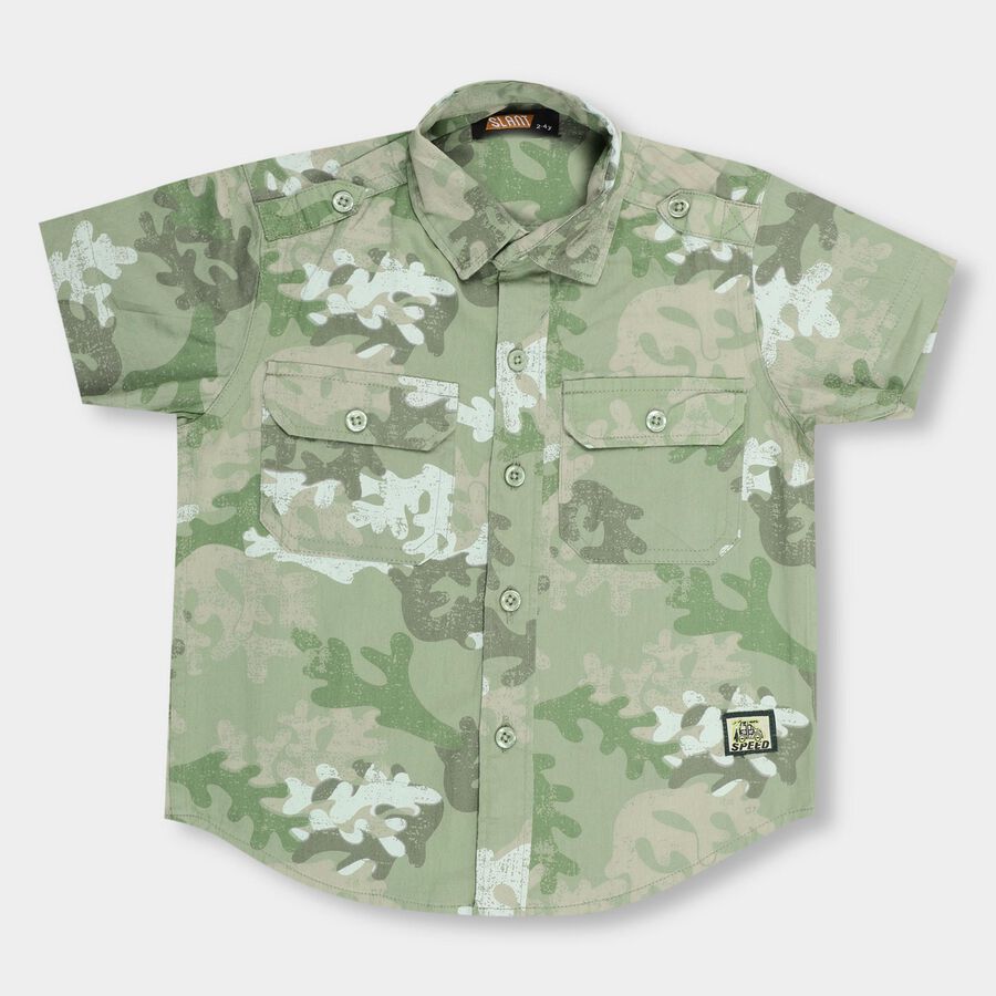 Boys' 100% Cotton Casual Shirt , Olive, large image number null