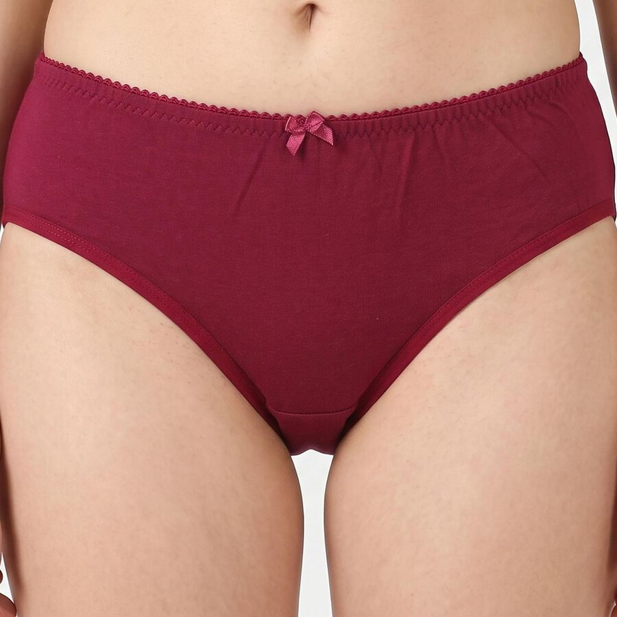 Women's Maroon Regular Fit Solid Brief Panty, Wine, large