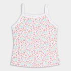 Girls' Pastel Green and Floral Cotton Spaghetti Neck Sleeveless Vest, Light Green, small image number null