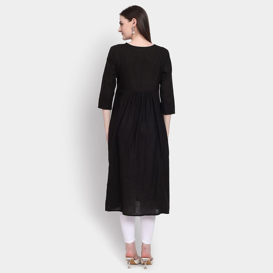 Ladies' 100% Cotton Kurta, काला, large image number null