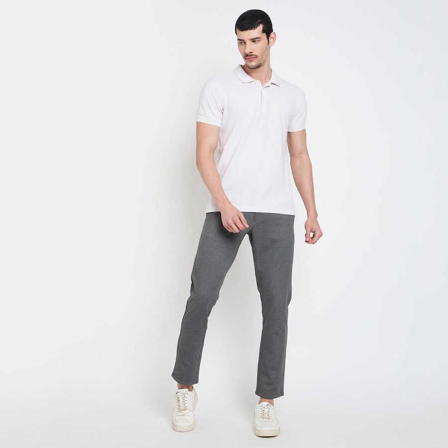 Men's Slim Fit Casual Trousers, हल्का ग्रे, large image number null