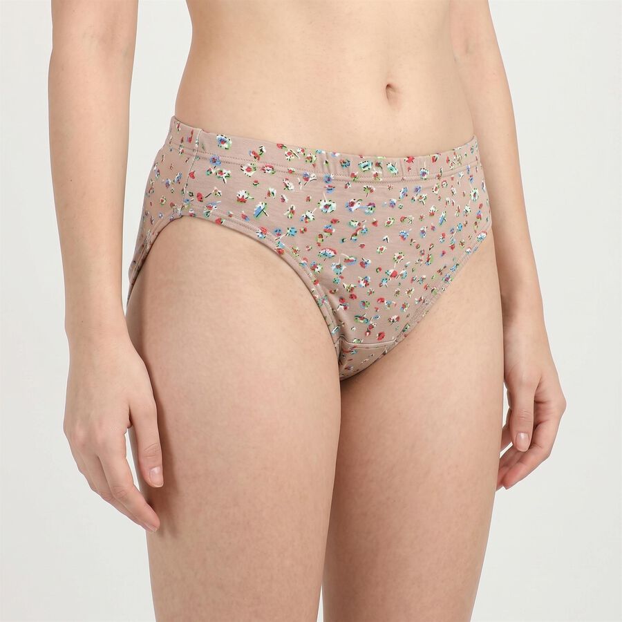 Women's Brown Regular Fit Floral Print Panty, Brown, large