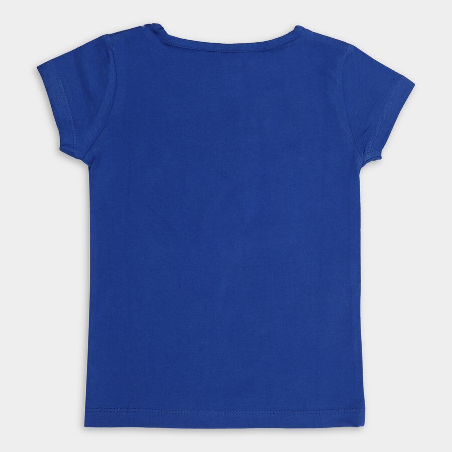 Girls' 100% Cotton T-Shirt , मध्यम नीला, large image number null