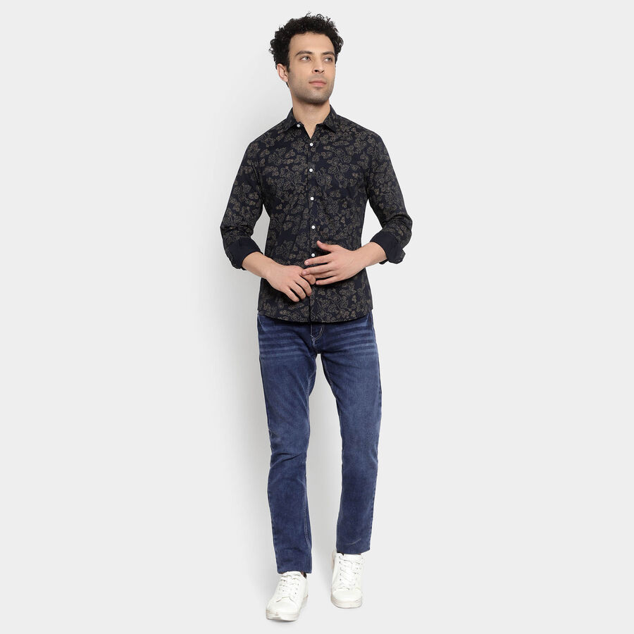 Cotton Casual Shirt, Navy Blue, large image number null