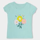 Girls Mint Green Cotton Round Neck Short Sleeve T-Shirt, Light Green, small image number null