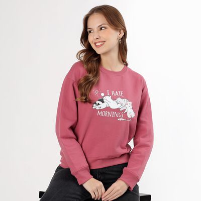 Women's Muted Rose Pink Crew Neck Casual Sweatshirt