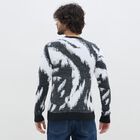 Men's Black and White Crew Neck Casual Pullover, Black, small image number null