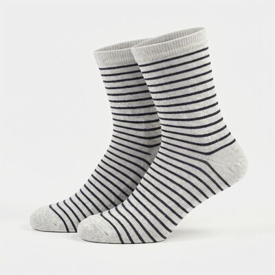 Women's Grey Regular Fit Striped Pack of 1 Socks