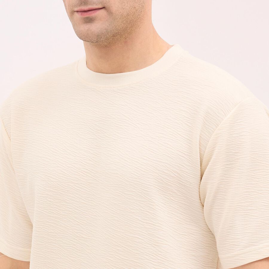 Men's White Round Neck T-Shirt, Off White, large image number null