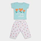 Girls' 100% Cotton Capri Set , Aqua, small image number null