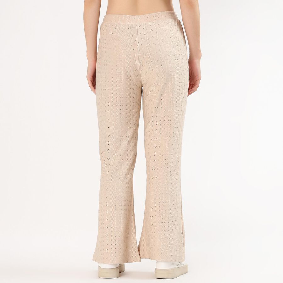 Women's Soft Beige Wide-Leg Lace Trousers, Beige, large
