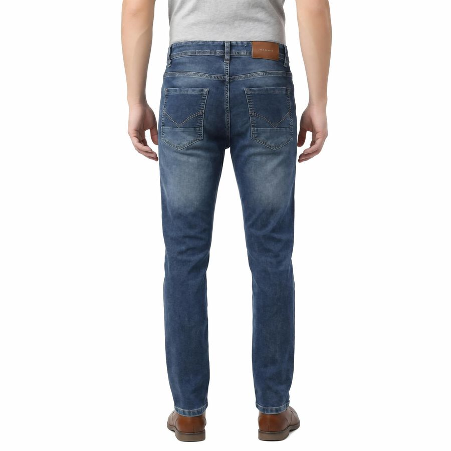 Men's Navy Blue Slim Fit Stretchable Jeans, Dark Blue, large