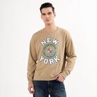 Men's Beige Crew Neck Graphic Sweatshirt, Beige, small image number null