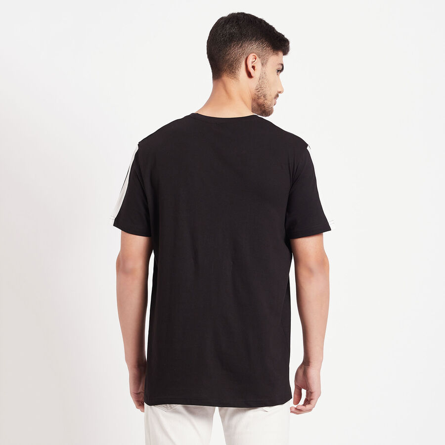 Cotton Round Neck T-Shirt, काला, large image number null