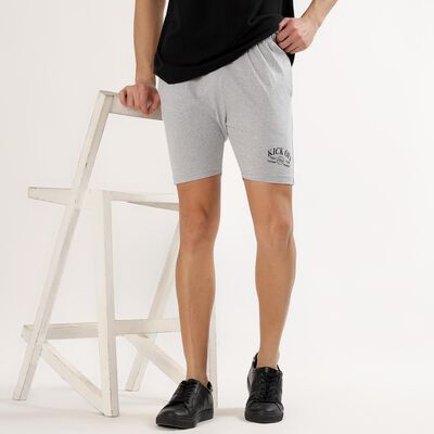 Men's Light Grey Regular Fit Printed Bermuda Shorts