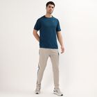 Men's Deep Teal Crew Neck Athleisure T-Shirt, टील ब्लू, small