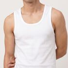 Men's White Cotton Round Neck Waistcoat Vest, White, small