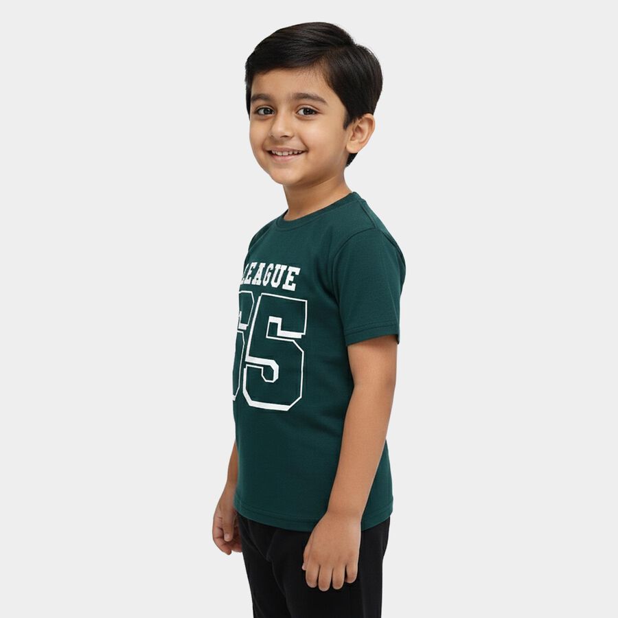 Boys' Half Sleeves T-Shirt, Dark Green, large