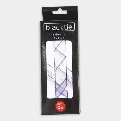 Men's White and Blue Checkered Handkerchief