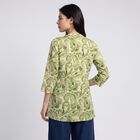 Women's Sage Green Mandarin Collar Printed Flared Kurti, हल्का हरा, small