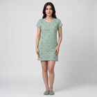 Women's Mint Green Cotton Round Neck T-Shirt Style Nighty, हल्का हरा, small
