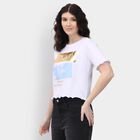 Ladies' 100% Cotton Crop  Top, White, small