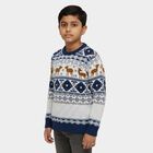 Boys Deep Midnight Navy Blue Crew Neck Casual Pullover, नेवी ब्लू, small image number null