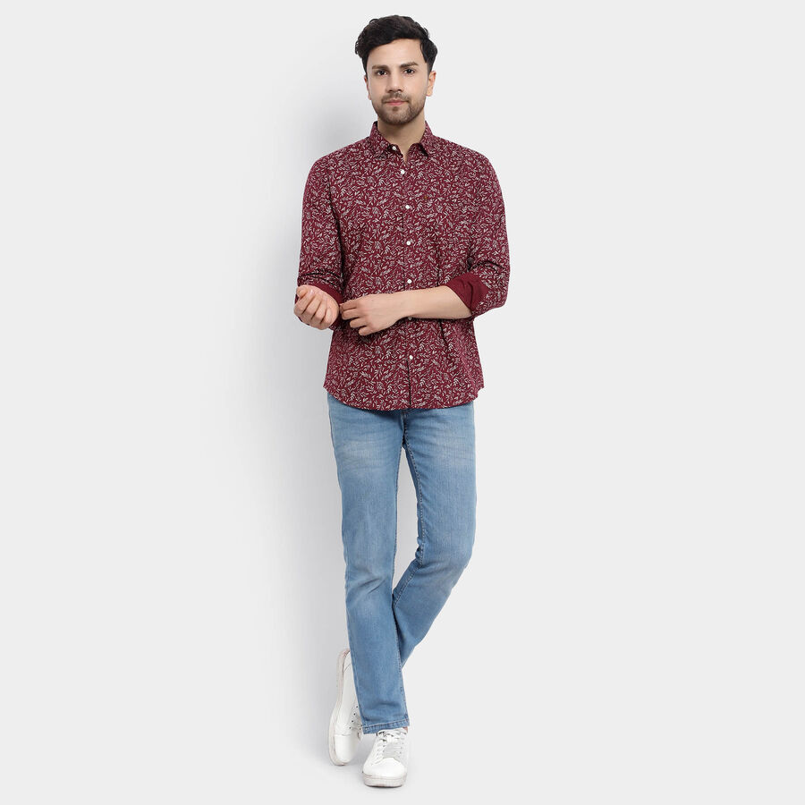 Cotton Printed Casual Shirt, Maroon, large image number null
