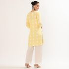 Women's Yellow Round Neck Printed Kurta, Yellow, small