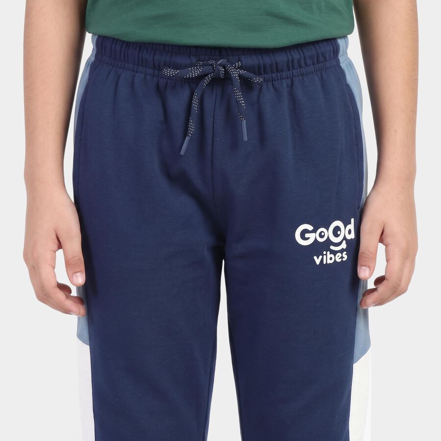 Boys' Navy Blue Jogger Graphic Printed Winter Pyjama, Navy Blue, large