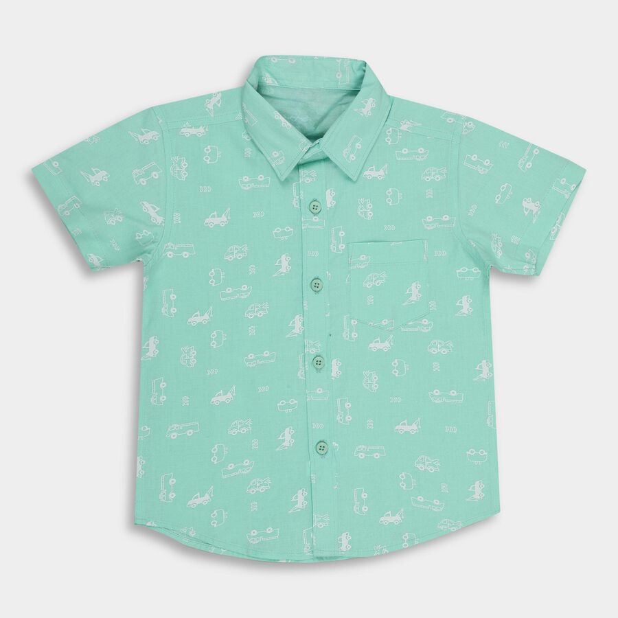 Boys' 100% Cotton Casual Shirt, हल्का हरा, large image number null
