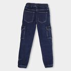 Boys' Stonewashed Blue Slim Fit Cargo Jeans, Mid Blue, small