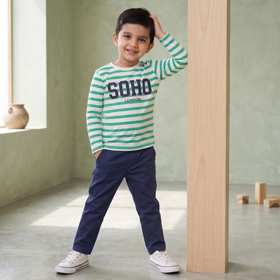 Boys Green Crew Neck Regular Boys T-Shirt, Light Green, large