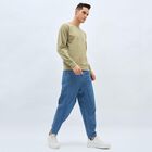 Men's Light Olive Green Crew Neck Casual Sweatshirt, हल्का हरा, small image number null