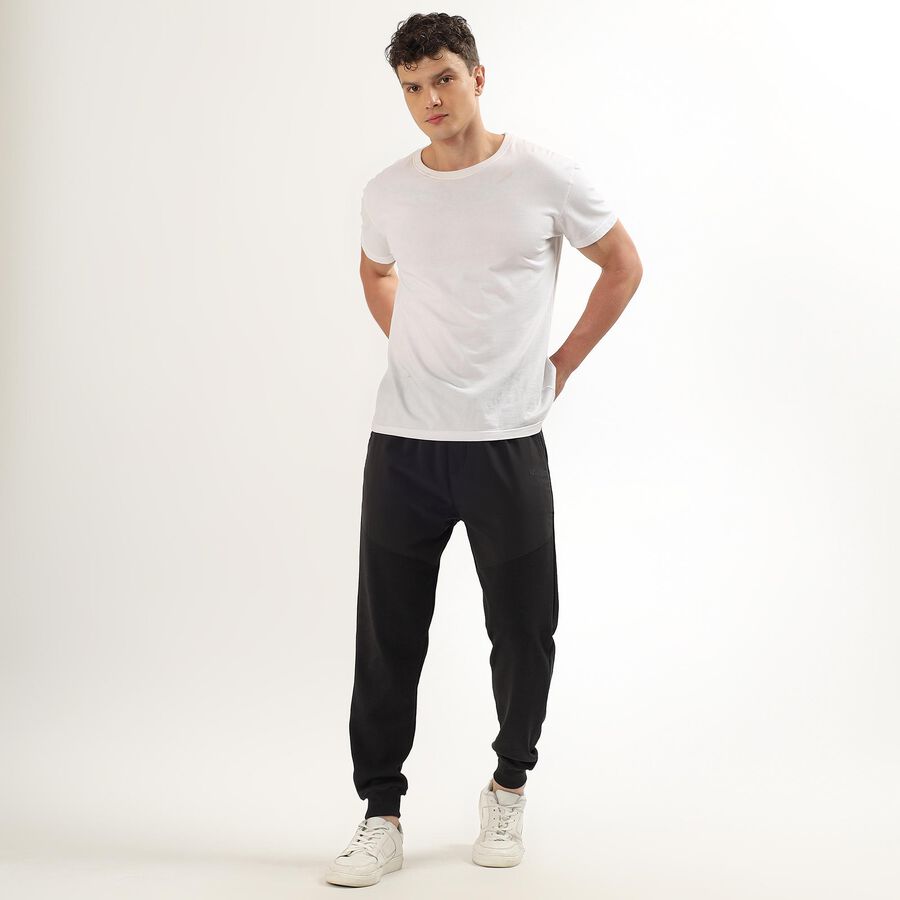 Men's Jet Black Regular Fit Jogger Track Pants, Dark Grey, large image number null