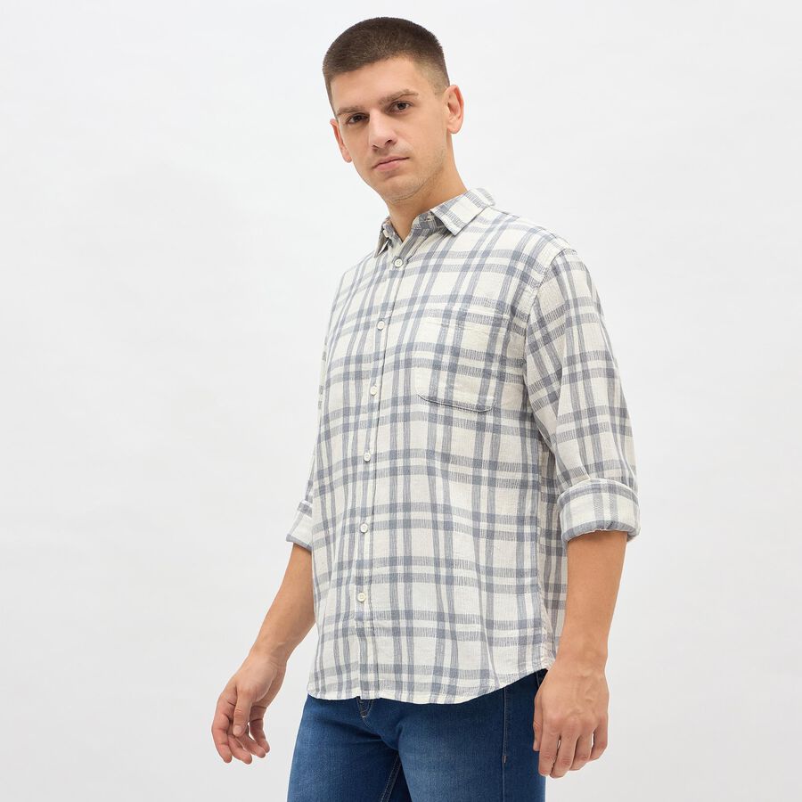 Men's Light Grey Cotton Classic Collar Casual Shirt, हल्का ग्रे, large