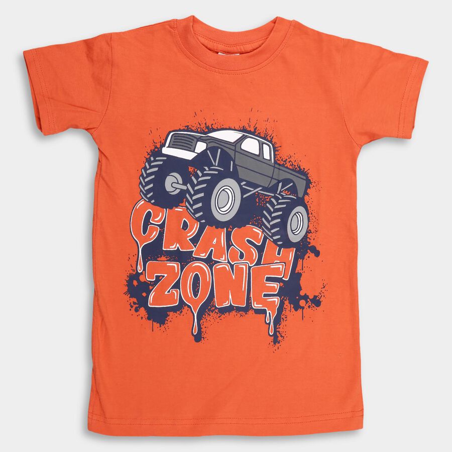 Boys' 100% Cotton Half Sleeves T-Shirt , नारंगी, large image number null