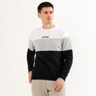 Men's Black and Grey Crew Neck Casual Sweatshirt, Black, small image number null