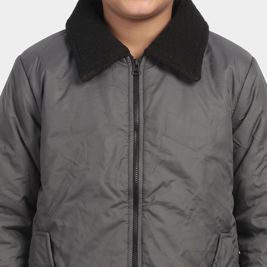 Boys Grey Bomber Jacket, Dark Grey, large