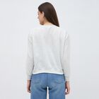 Women's Light Grey Crew Neck Casual Sweatshirt, Melange Light Grey, small image number null