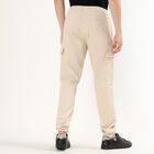 Men's Light Beige Slim Fit Cargo Trousers, Ecru Melange, small