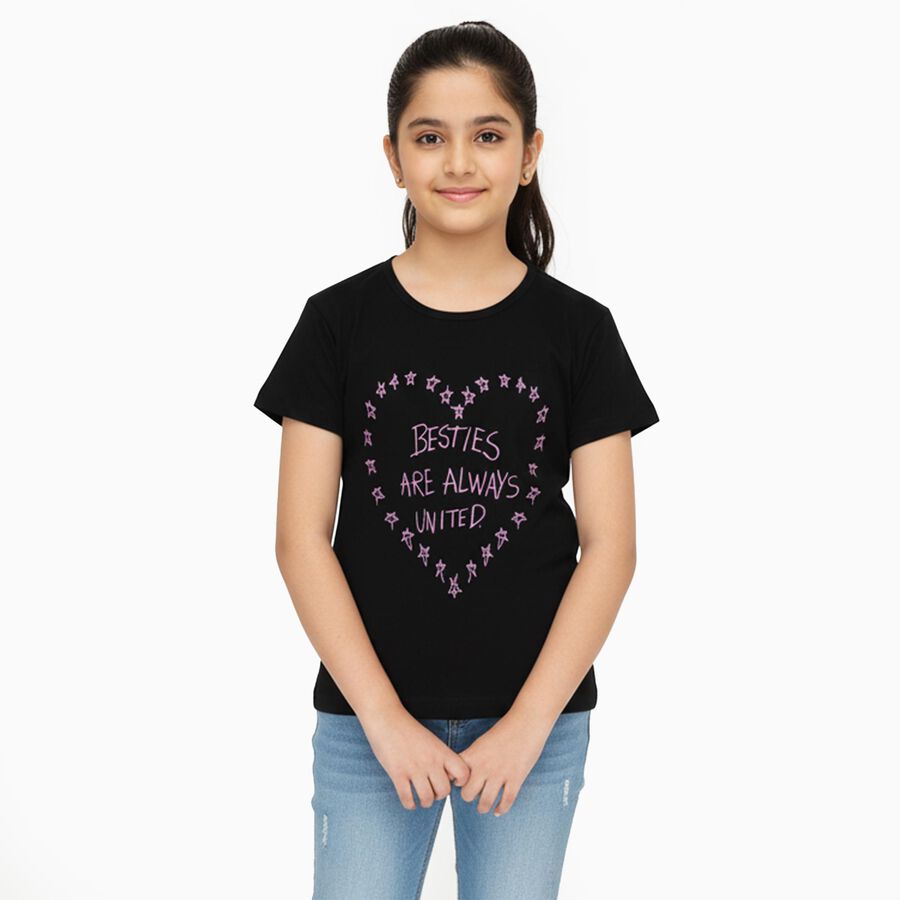 Girls' T-Shirt, काला, large image number null
